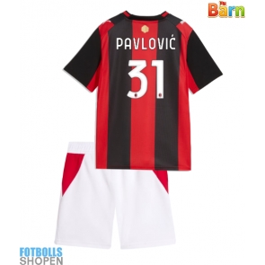 Billiga AC Milan Strahinja Pavlovic #31 Hemmatröja Barn 2026-27 Kortärmad (+ Korta byxor)